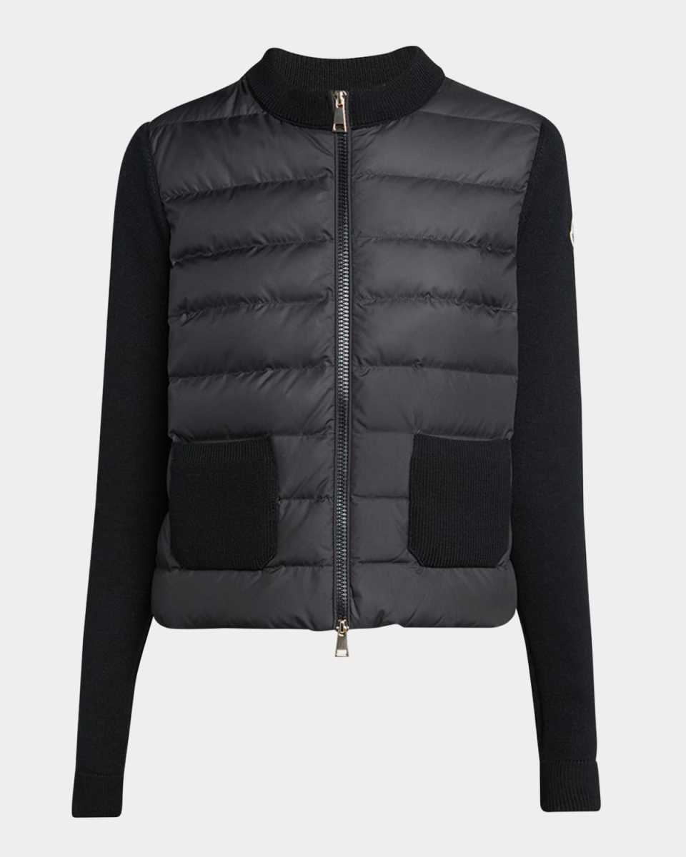 Padded Wool Zip-Up Cardigan